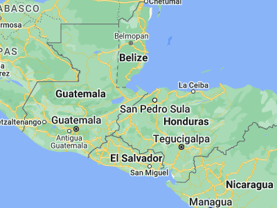 Map showing location of Loma Alta (15.39667, -88.55972)