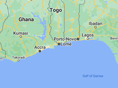 Map showing location of Lomé (6.13748, 1.21227)