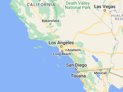 Map showing location of Los Angeles (34.05223, -118.24368)
