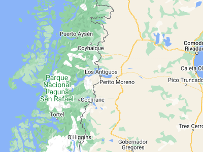 Map showing location of Los Antiguos (-46.54972, -71.63086)
