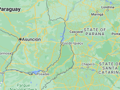 Map showing location of Los Cedrales (-25.65, -54.7)