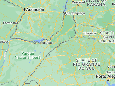 Map showing location of Los Helechos (-27.5576, -55.07683)