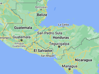 Map showing location of Los Naranjos (14.9, -88.05)