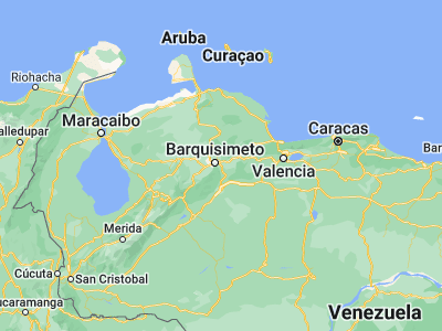 Map showing location of Los Rastrojos (10.02588, -69.24166)