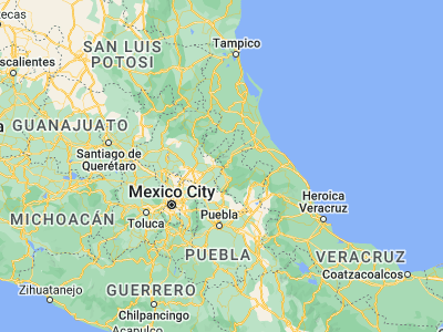 Map showing location of Los Reyes (20.15, -98.16667)