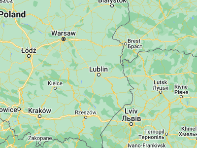 Map showing location of Lublin (51.25, 22.56667)