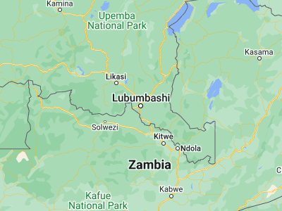 Map showing location of Lubumbashi (-11.66089, 27.47938)