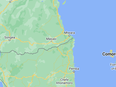 Map showing location of Luchingu (-10.9, 39.33333)