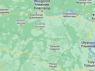Map showing location of Lukoyanov (55.02772, 44.47865)