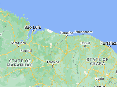 Map showing location of Luzilândia (-3.45778, -42.37028)