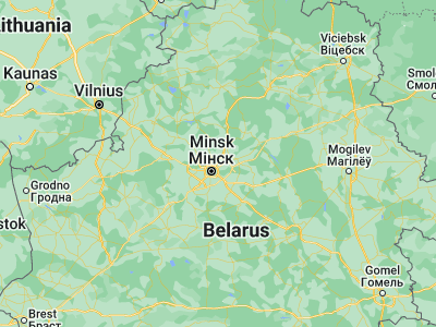 Map showing location of Lyasny (54.0072, 27.6963)