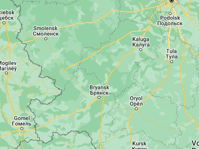 Map showing location of Lyudinovo (53.86639, 34.44778)