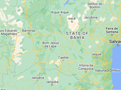 Map showing location of Macaúbas (-13.01944, -42.69861)