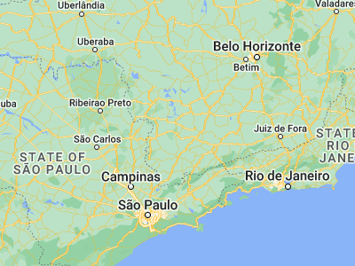 Map showing location of Machado (-21.67472, -45.91972)