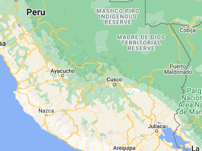 Map showing location of Machu Picchu (-13.163333, -72.545556)