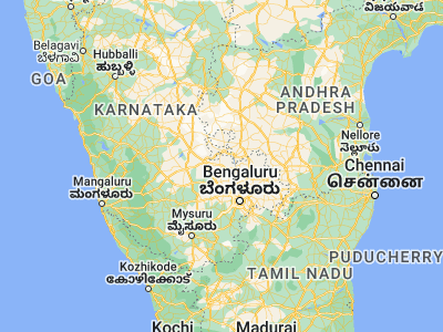 Map showing location of Madhugiri (13.66056, 77.20917)
