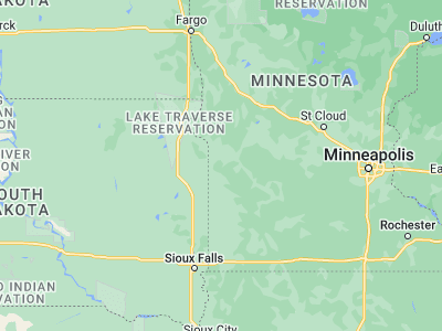 Map showing location of Madison (45.00968, -96.19588)