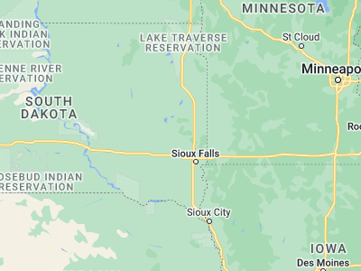 Map showing location of Madison (44.00608, -97.11395)