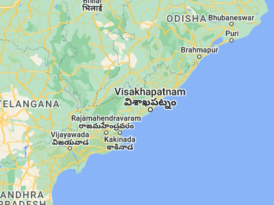 Map showing location of Mādugula (17.91667, 82.8)
