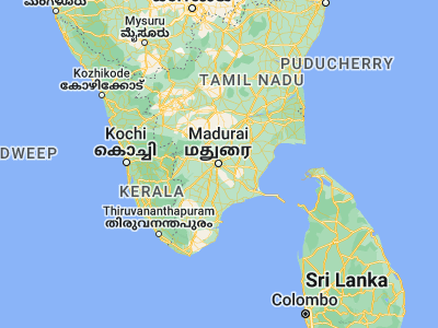 Map showing location of Madurai (9.93333, 78.11667)