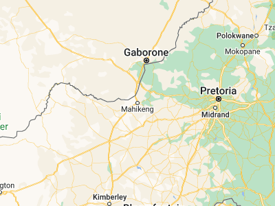 Map showing location of Mafikeng (-25.86522, 25.64421)