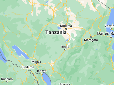 Map showing location of Mafinga (-7.25, 35.06667)