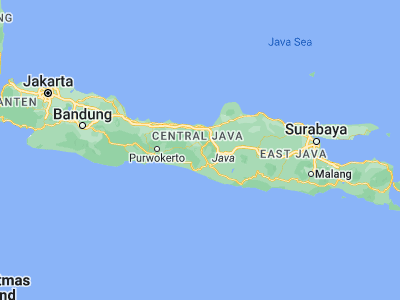 Map showing location of Magelang (-7.47056, 110.21778)