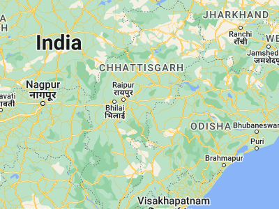 Map showing location of Mahāsamund (21.1, 82.1)