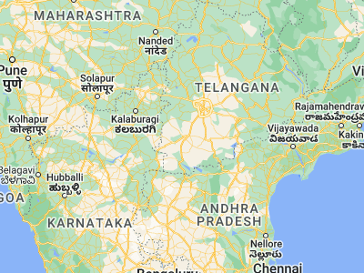 Map showing location of Mahbūbnagar (16.73333, 77.98333)