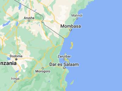 Map showing location of Majengo (-5.15, 38.98333)