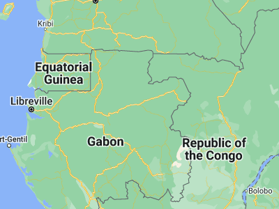 Map showing location of Makokou (0.57381, 12.86419)