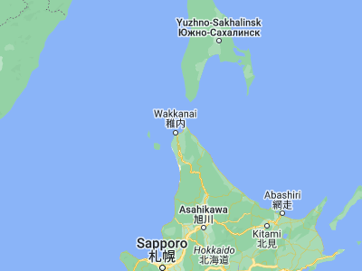 Map showing location of Makubetsu (45.37139, 141.82111)