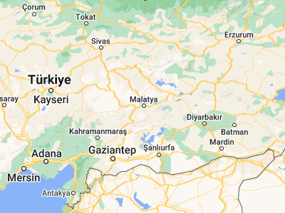 Map showing location of Malatya (38.35018, 38.31667)