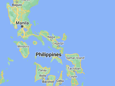 Map showing location of Malinao (13.3992, 123.7069)