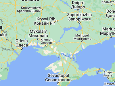 Map showing location of Malokakhovka (46.78142, 33.4479)