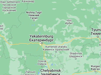 Map showing location of Malysheva (57.11851, 61.40345)