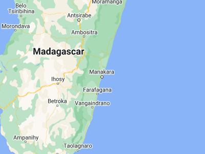 Map showing location of Manakara (-22.14544, 48.01566)