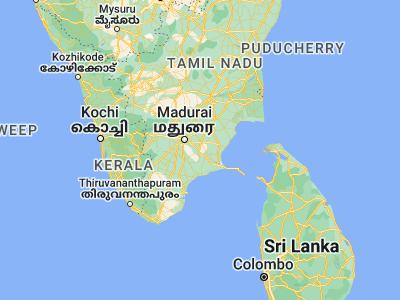 Map showing location of Manamadurai (9.67318, 78.47096)