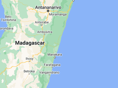 Map showing location of Mananjary (-21.23034, 48.34173)