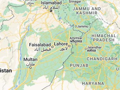 Map showing location of Mānānwāla (31.58417, 73.68778)