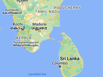 Map showing location of Mandapam (9.27571, 79.12362)