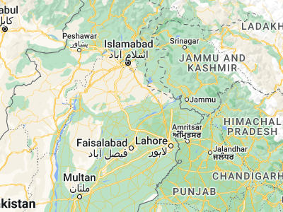 Map showing location of Mandi Bahāuddīn (32.58339, 73.48432)