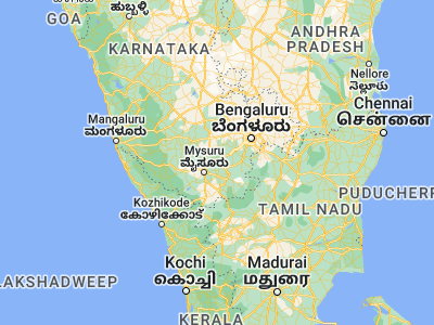 Map showing location of Mandya (12.52417, 76.89583)