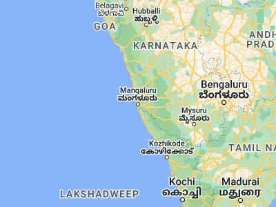 Map showing location of Mangalore (12.91723, 74.85603)