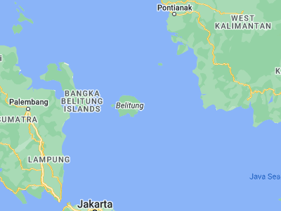 Map showing location of Manggar (-2.88333, 108.26667)