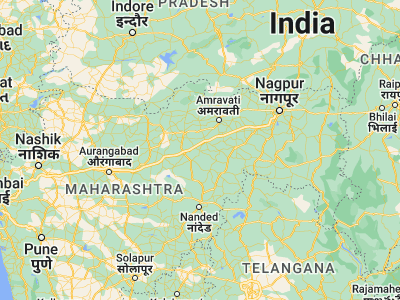 Map showing location of Mangrūl Pīr (20.31667, 77.35)