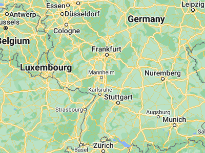 Map showing location of Mannheim (49.49671, 8.47955)