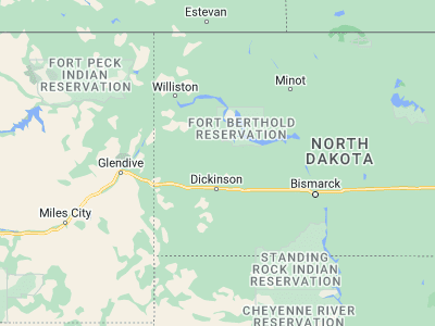 Map showing location of Manning (47.23001, -102.77019)
