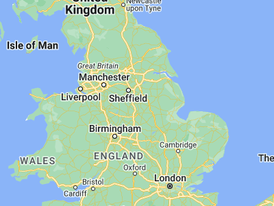 Map showing location of Mansfield (53.13333, -1.2)