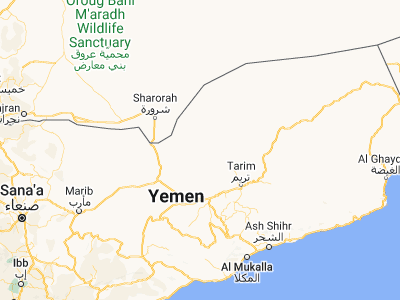 Map showing location of Manwakh (16.80778, 48.10917)